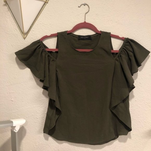 Blouse Cold Shoulder New Directions - Bleu/Vert, Taille M, Neuf Sans Étiquettes